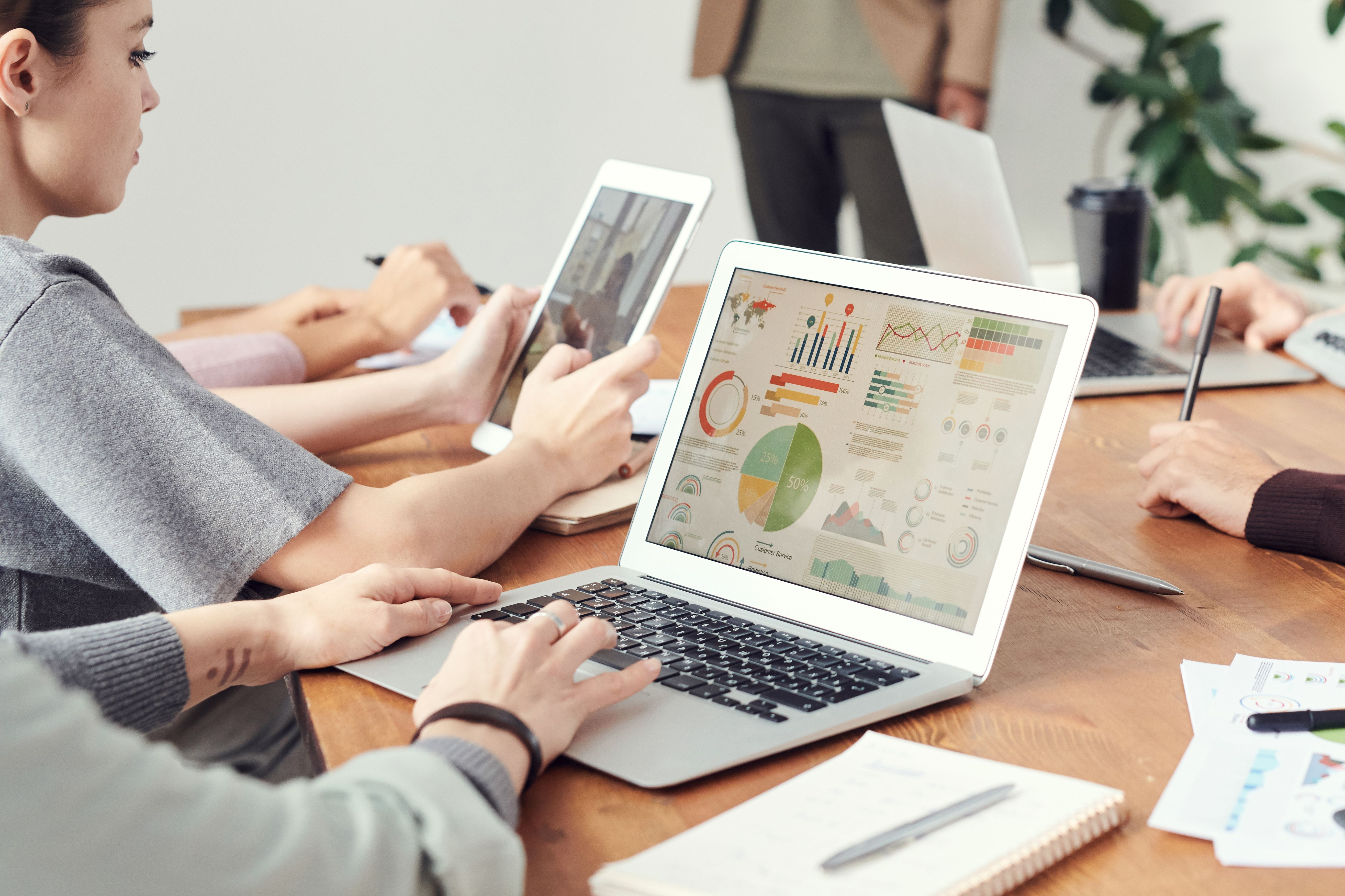 Mitarbeiter arbeiten mit Buchhaltungssoftware.
